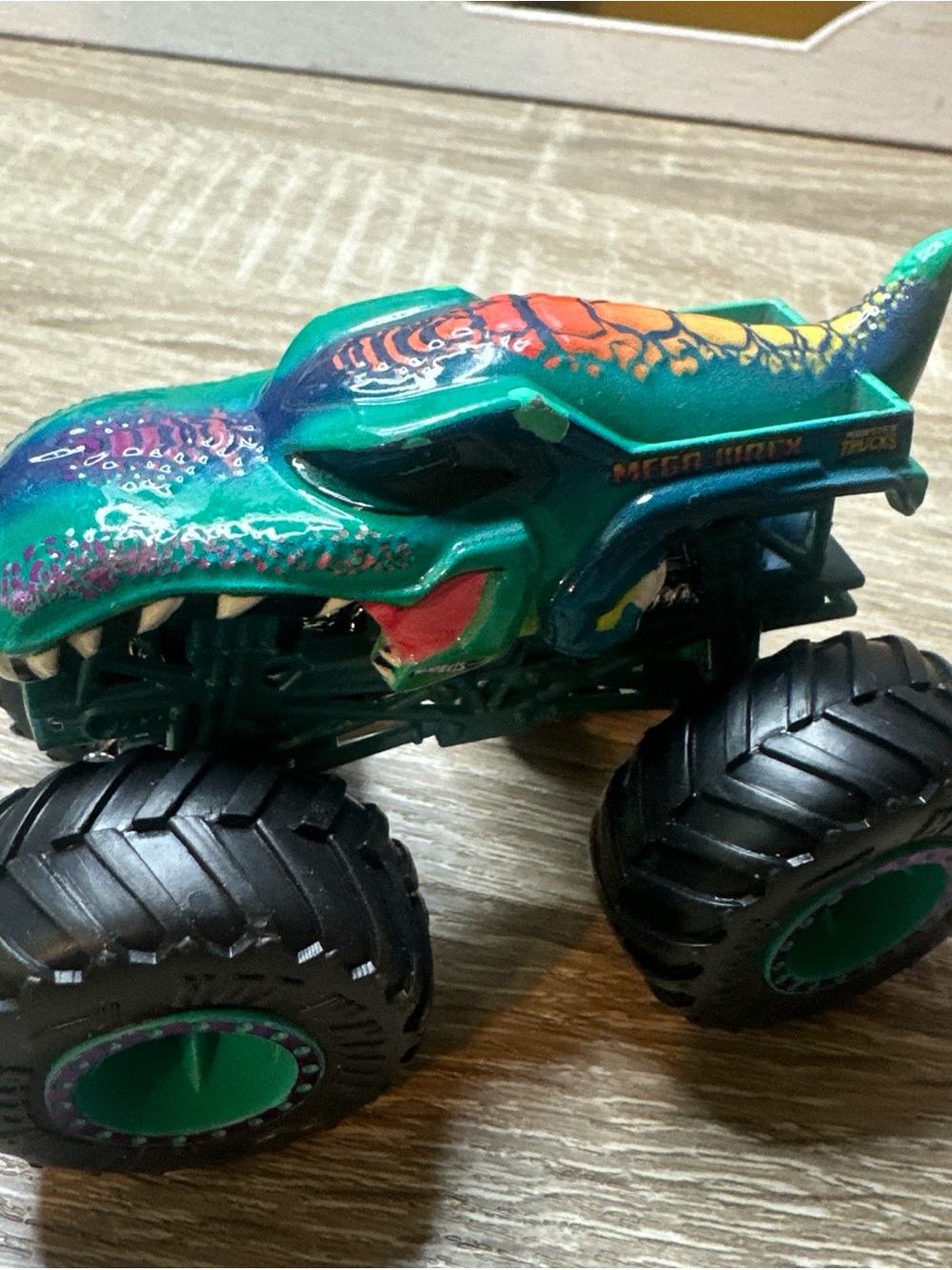 Hot Wheels Monster Trucks Mega-Wrex Dinosaur Teal, Purple  & Blue 1:64